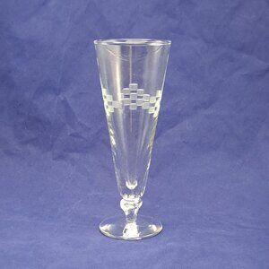 Anchor Hocking Cubist Pilsner Glass Clear Etched Design Collectible Drinkware